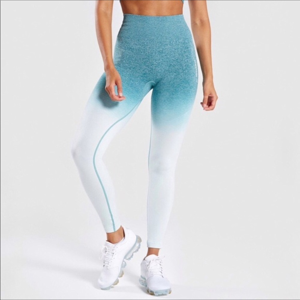 Gymshark ombré gradient colors turquoise aqua athletic leggings size S